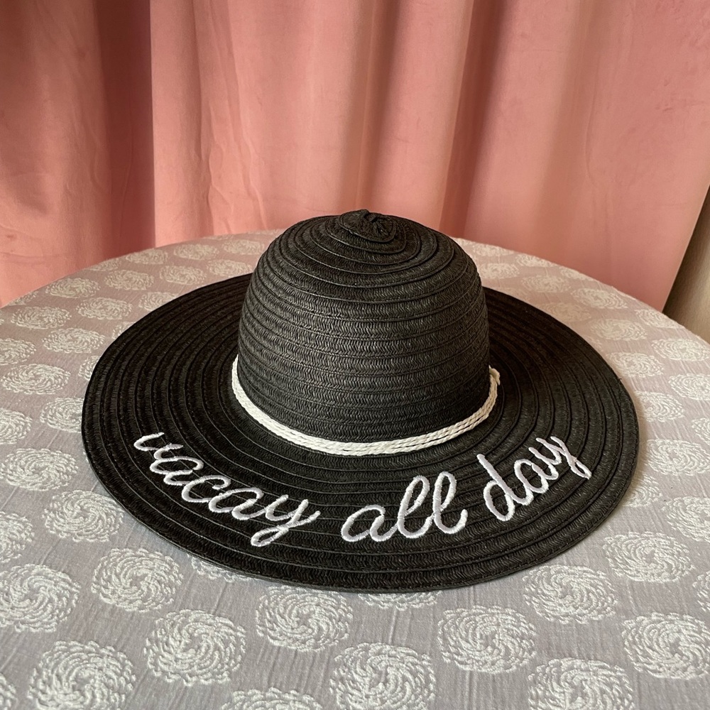 Vacay All Day Black Straw Sunhat